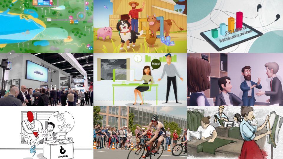 Collage von 9 Animierten Bildern